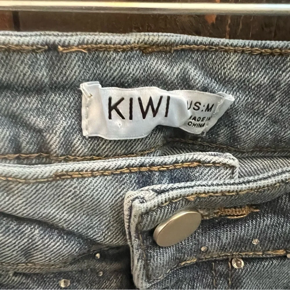 Stylish Rhinestone and Hearts High Rise Jean - Size Medium